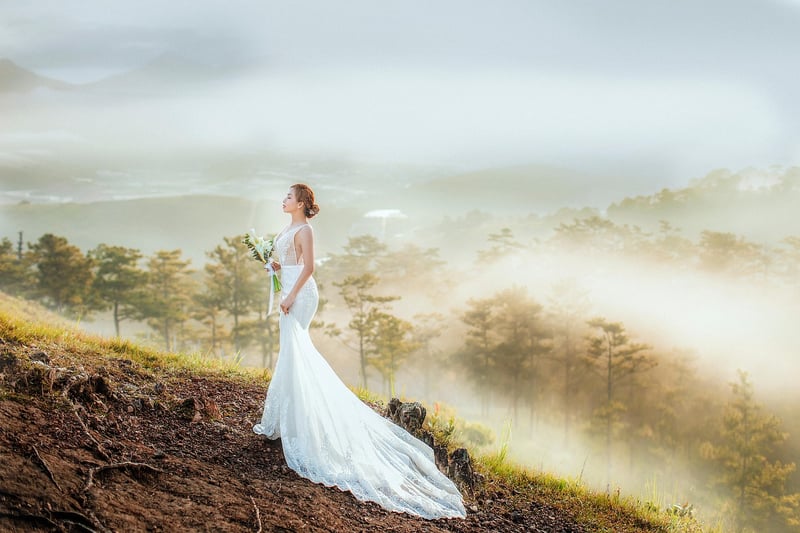 Bride and Groom at Sunset